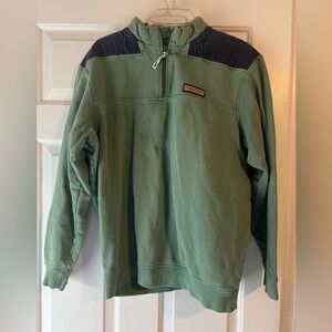 Vineyard Vines Green and Navy Quarter-Zip Shep shirt
